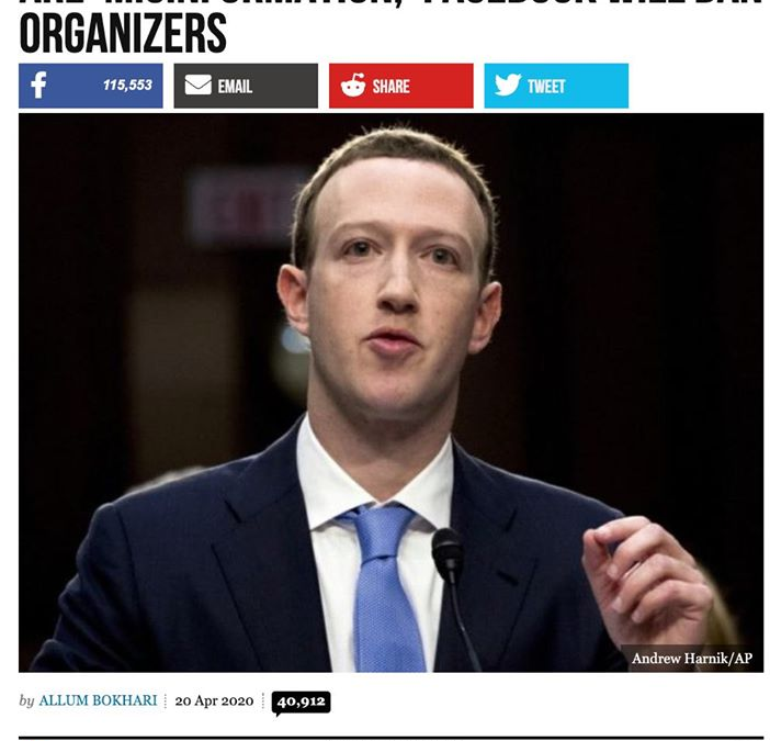 Facebook banning organizers