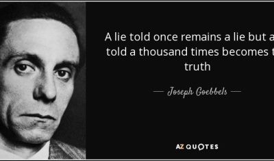 The Goebbels COVID and RACISM “Big Lie” continue